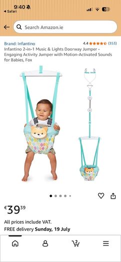 Infantino 2-in-1 Music & Lights Doorway Jumper
