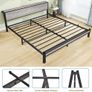 Double Bed Frames with Storage Wooden Headboard, Metal 4ft Bed Frame Double Bed Base/Mattress Foundation, Enhanced Support Noise Free, Black+Grey Oak1 Image 5
