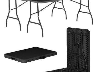 Housewares Rectangle Folding Trestle Tables - 180cm (6ft) - Black - Pack of 2 Outdoor Folding Table for Picnic, BBQ, Garden, Camping, Wedding, Party Catering