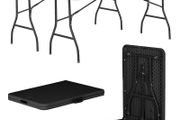 Rectangle Folding Trestle Tables 180cm 6ft  Black Pack of 2 Outdoor Folding Table for Picnic, BBQ, Garden, Camping, Wedding, Party Catering