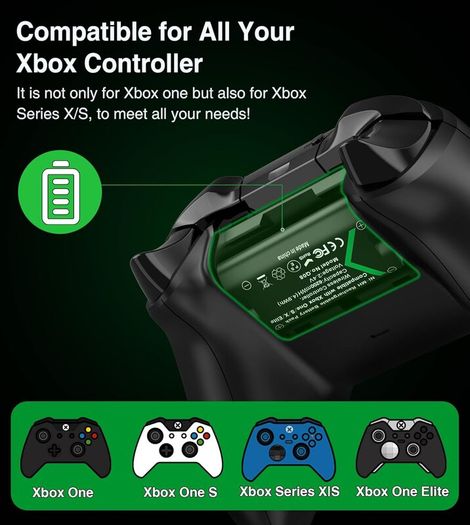 Rechargeable Battery Pack for Xbox One/Series X|S,2x6200mWh Xbox Controller Battery Pack for Series X|S/S/X/Elite Controller-Q08