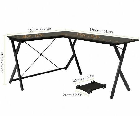 L Shaped Desk Home Office Desk PC Computer Gaming Laptop Table Workstation