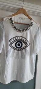 SANDRO 'Evil Eye' Jewelled T-Shirt Sz 2 (Fit 8-12UK) - Rrp 159 (New)