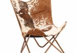 Butterfly Chair Brown and White Genuine Goat Leather