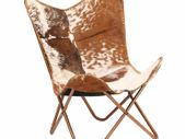 Butterfly Chair Brown and White Genuine Goat Leather