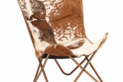 Butterfly Chair Brown and White Genuine Goat Leather