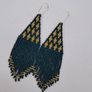 Dark Green beaded earrings, sterling silver hook Image 2