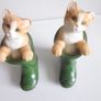 Pair of Leonardo Cats in Green Wellington Boots Image 2