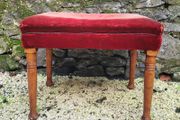 19th century mahogany footstool with original red velvet