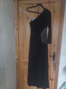 Vintage black one shoulder diamond dress (free post)