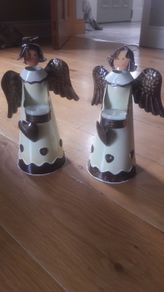 Pair of delightful Christmas Angel tealight holders