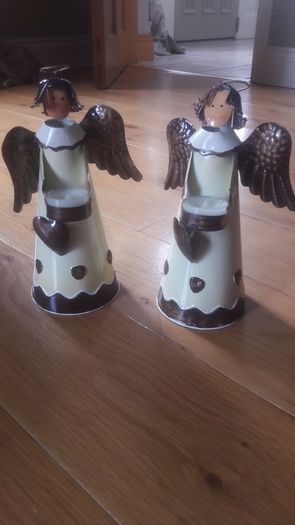Pair of delightful Christmas Angel tealight holders