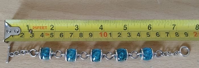 Mixed lot 3 bracelets 1x 925 silver glass bead, 1x Mexican Alpaca bangle (damaged) & 1x Britanny tourist crest bracelet FREEPOST