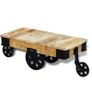 Coffee Table with Wheels Rough Mango Wood Image 2