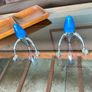 Vintage EZ ECH Centaur Salt Pepper Shakers Polished Stainless Steel Blue Space Age Design 1990s Image 9