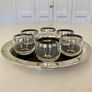 Set of six mid-century roly poly cocktail/punch glasses and tray Image 2