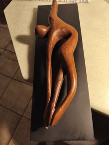 ON BLACK BOARD Wood Yoga Meditation Sculpture - Creative Yoga Pose Statue, Handcrafted .
