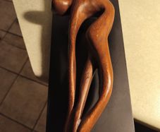 ON BLACK BOARD Wood Yoga Meditation Sculpture - Creative Yoga Pose Statue, Handcrafted .