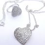 Vintage Sterling Silver 925 Cubic Zirconia Heart Set ring and chain with pendant 12,24g - lent 24" - size O Image 6