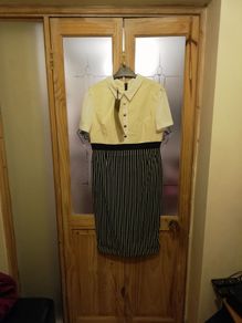Navy & Cream Dress - Size 14 - 16