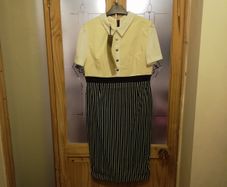 Navy & Cream Dress - Size 14 - 16