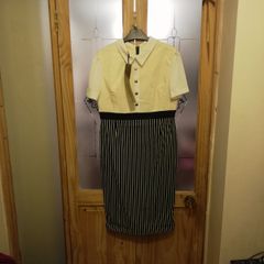 Navy & Cream Dress - Size 14 - 16