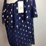 Navy blue & gold print chiffon off shoulder blouse top BNWTS size 12 including postage Image 6