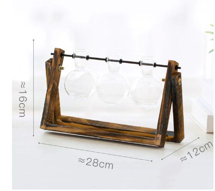 BRAND NEW Creative Glass Tabletop Plant Bonsai Hydroponic Plant Terrarium Transparent Vase Wooden Frame vase decoration Decor flower vase