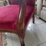Antique French armchair crimson red striped velvet upholstery Image 3