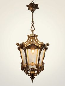 1950s French Louis XV Style Heavy Chrome Lantern