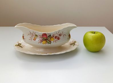 Vintage Crown Ducal "Premier citrus" Gravy Boat with attached saucer