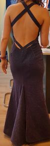 Worn once. So Amazing Size 8 Lurex purple navy pink sparkle dress with kick pleat