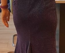 Worn once. So Amazing Size 8 Lurex purple navy pink sparkle dress with kick pleat