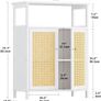 Bamboo Cabinet, Bathroom Storage Cabinet with Rattan Doors, Freestanding Floor Cupboard Image 2