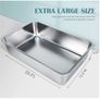 Stainless Steel Cat Litter Box, Large Metal Litter Tray for Cats Rabbits, Never Absorb Odors, Stain Free, Rustproof, Non Stick Smooth Surface Image 3