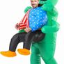 SEASONAL SALE Inflatable Alien Costume for Adult Green Alien Holding Human Costume Funny Halloween Blow up Costume Space Fancy Dress(Adult) Image 2