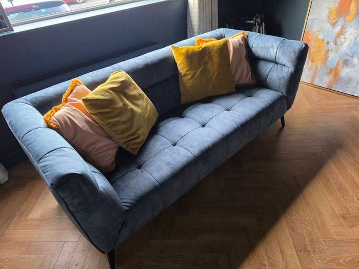 Navy 3 Person Velvet Sofa (Harvey Norman)