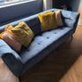 Navy 3 Person Velvet Sofa (Harvey Norman) Image 2