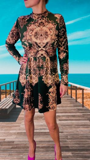 Patterned velor dress