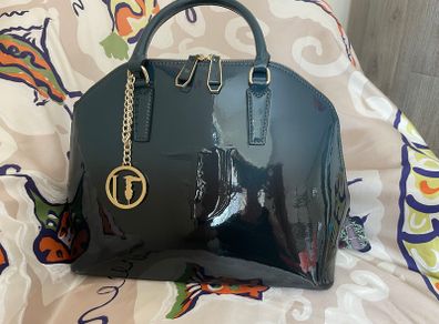 Trussardi Jeans Navy Blue Patent Handbag