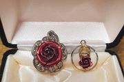 2 Red Rose pendants