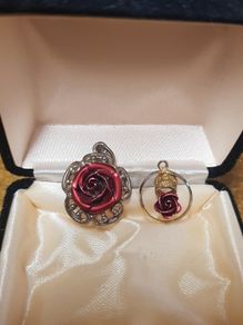 2 Red Rose pendants