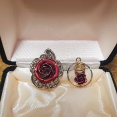 2 Red Rose pendants