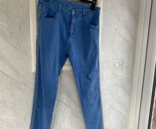 Ladies blue jeans with side embellishments