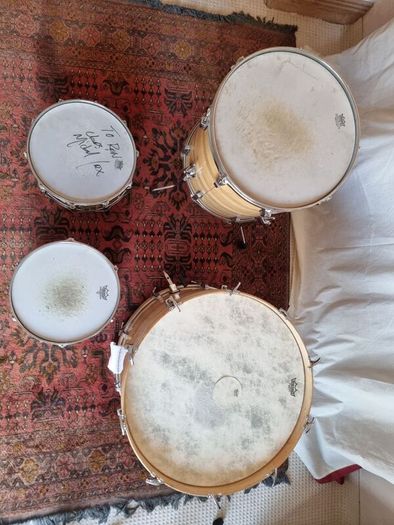 Ludwig 3 ply 70s Butcher Block and LM402 6.5 Supraphonic Snare - Blue Olive Drums Kit Led Zeppelin