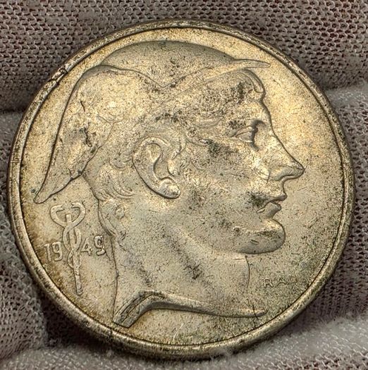 Belgium Dutch 1949 Silver 50 Francs Coin