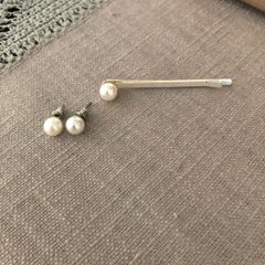 Earrings and hair clip set Pearl