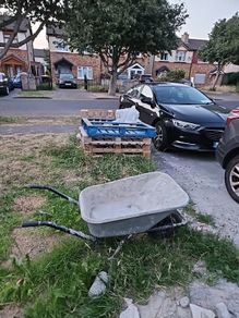 pallets and wheel barrow