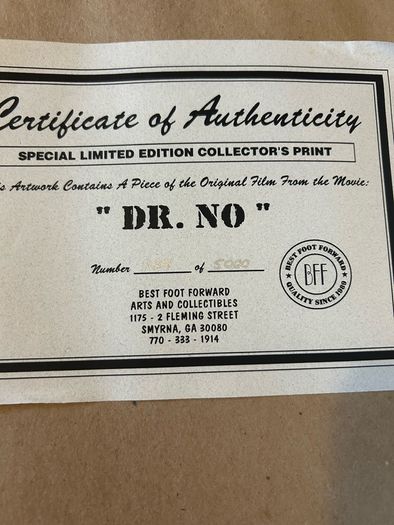 James Bond 007 framed Dr NO with film cells