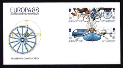 1988 Guernsey Europa: Transport & communications Commemorative Stamps Official First Day Cover (FDC)